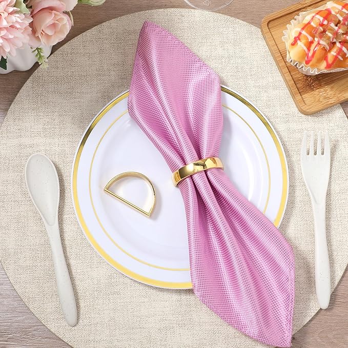 24 Pcs Gold Napkin Rings Set, Semicircle Metal Gold Napkin Holder Buckles, Fall Thanksgiving Christmas Napkin Rings, Napkins Rings for Dinner Table Decor, Wedding, Banquet, Party, Easter