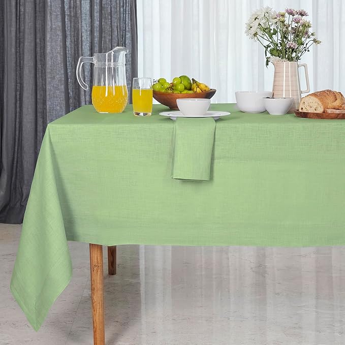 D'Moksha Homes Linen Tablecloth 60 x 120 Inch - 100% Pure Linen Sage Green Table Cloth for Rectangle Tables - Machine Washable Cloth Tablecloth for Winter, Christmas, Holiday, New Year