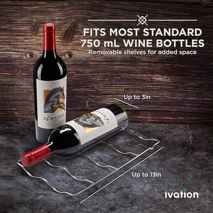 Ivation Premium 6 Bottle Horizontal Thermoelectric Wine Cooler/Chiller Counter Top Red & White Wine Cellar w/Digital Temperature, Freestanding Refrigerator Quiet Operation Fridge