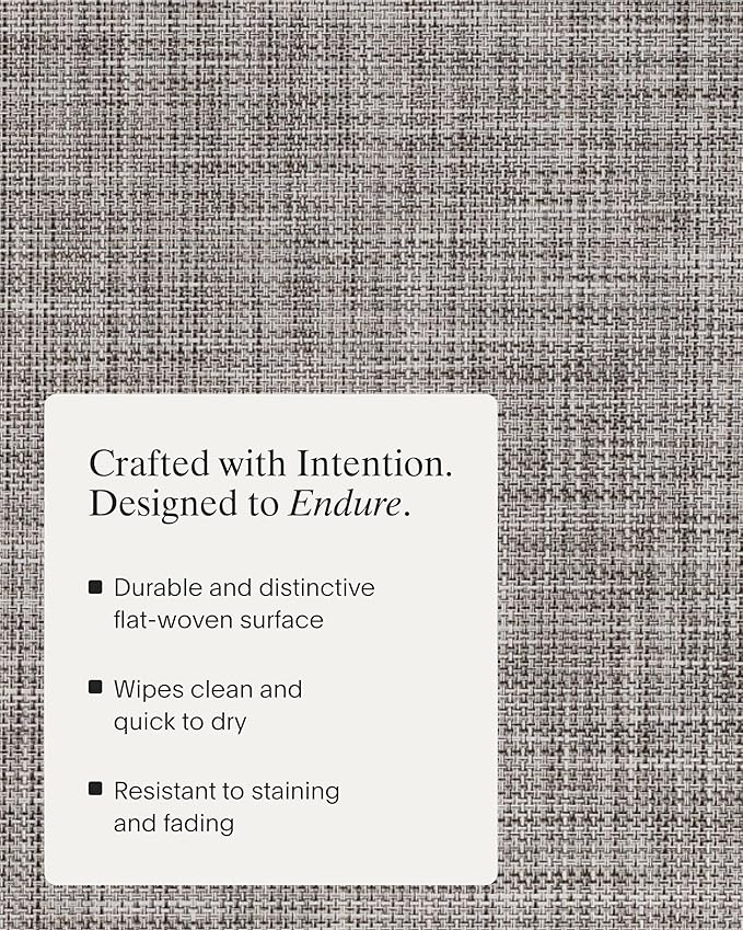 Chilewich Mini Basketweave Placemats in Gravel - Set of 4 - Easy Care Woven Tabletop Textiles - Indoor/Outdoor - 19" x 14" Rectangle