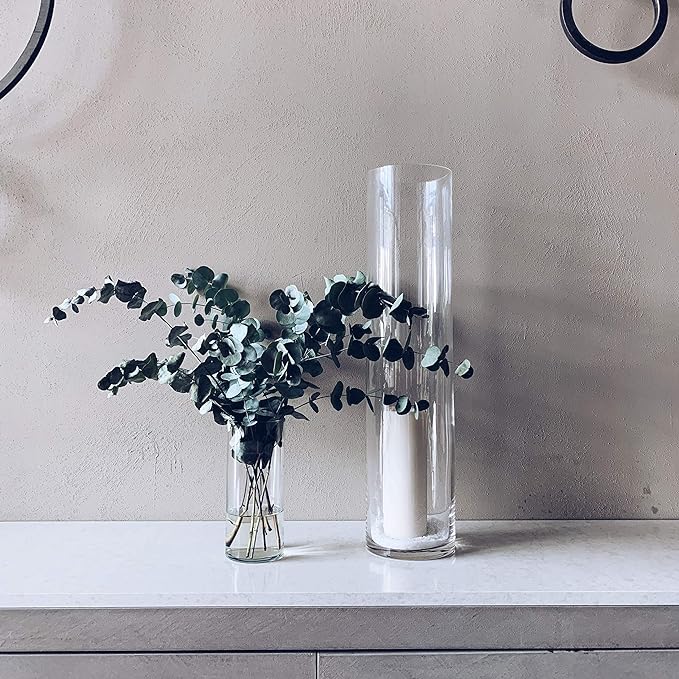 WGV Cylinder Vase, Diameter 5", Height 24", Clear Glass Floral Planter Container, Tall Centerpiece Arrangement for Wedding Party Event Home Office Decor, 1 Piece
