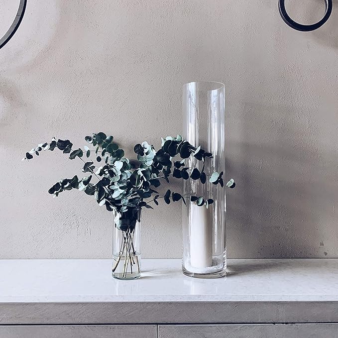 WGV Cylinder Vase, Diameter 5", Height 18", Clear Glass Floral Planter Container, Tall Centerpiece Arrangement for Wedding Party Event Home Office Decor, 1 Piece