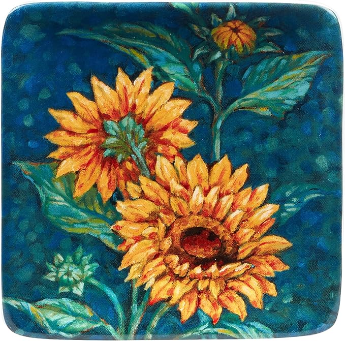 Certified International Golden Sunflowers 6" Canape/Luncheon Plates,Set of 4