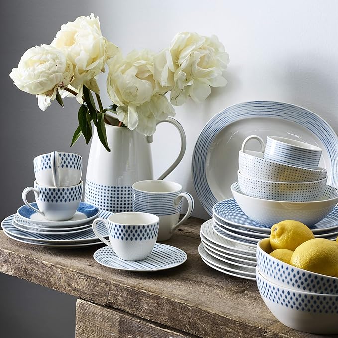 Noritake Blue Hammock Set of 4 Coupe Appetizer Plates, 6-1/2"