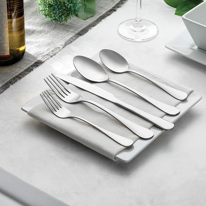 FineDine 20-Piece Stainless Steel Silverware Set - Kitchen Utensils Set Serving For 4, Cutlery Set - Flatware Set Includes Spoons, Forks & Knifes - Dishwasher Safe Stainless Steel Utensils Set