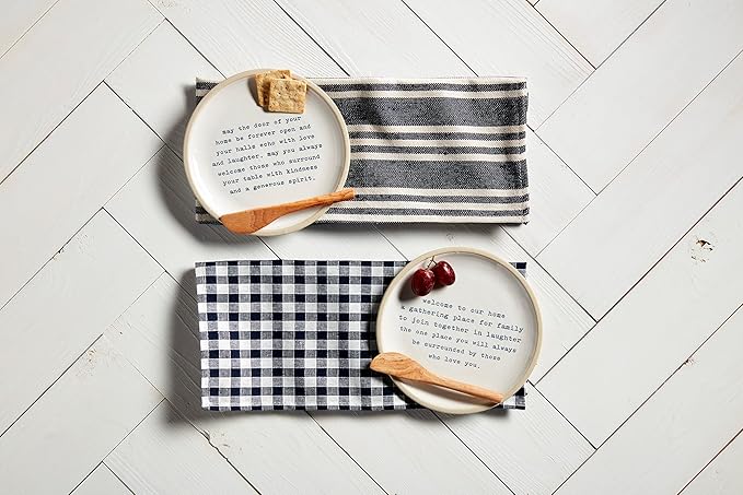 Mud Pie Farm App Set, plate 6 1/2" dia, towel 26" x 16 1/2", May