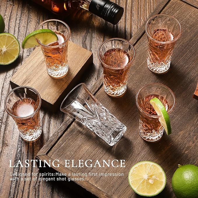 LOBUBT 2 oz Shot Glasses Set,12-Pack Shot Glass with Heavy Base Crystal Shot Glasses Bulk Small Glass Cups for Liqueur Spirits Bar Party Favor Housewarming Gift