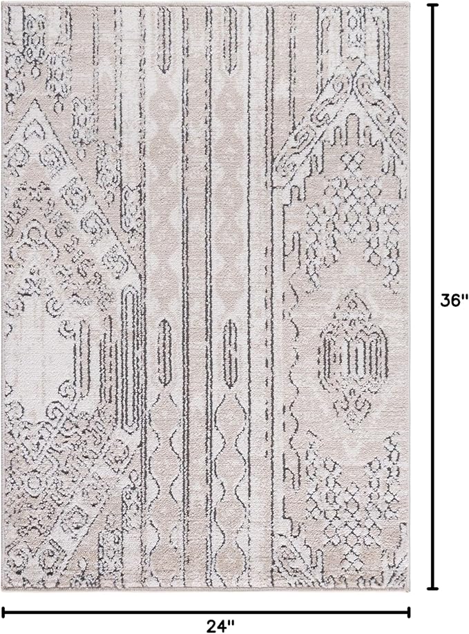 Rugs.com Oregon Collection Rug – 2' 2 x 3' Ivory Low-Pile Rug Perfect for Living Rooms, Large Dining Rooms, Open Floorplans