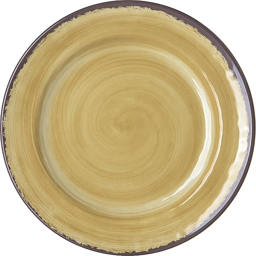 Carlisle FoodService Products Mingle Resuable Plastic Plate Appetizer Plate with Pottery Style for Home and Restaurant, Melamine, 7 Inches, Amber, (Pack of 12)