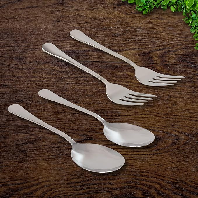 Cornucopia Brands Serving Spoons & Large Serving Forks Set (4 pack, 2 of each); Buffet & Banquet Style Elegant Classic Serving Utensils