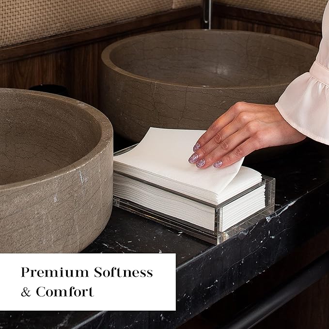 AMERICAN HOMESTEAD Disposable Hand Towels for Bathroom - White Linen-Like Guest Napkins - Ideal Paper Dinner Napkins or Bathroom Towels for Guests - 450 Count - Quilted - 15.5" x 12"