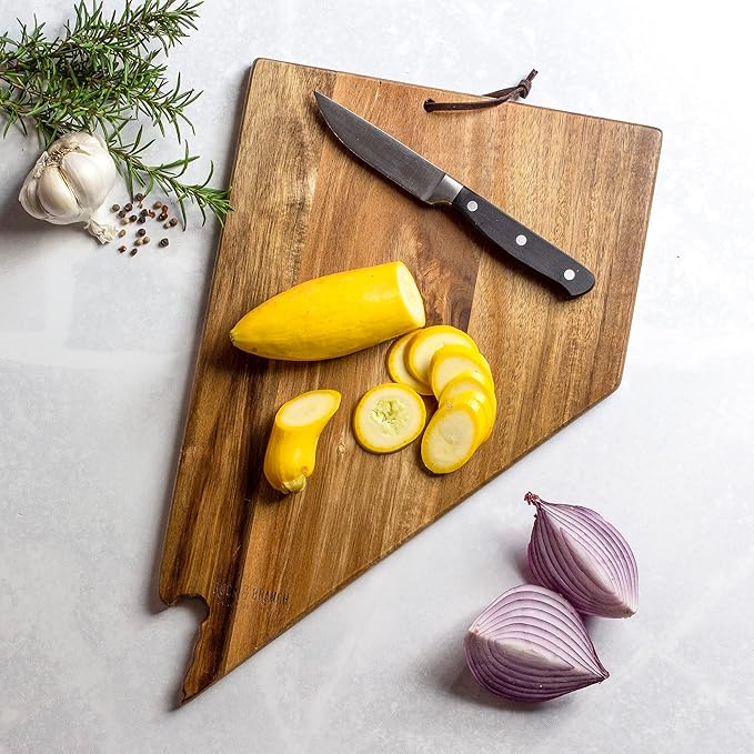 Totally Bamboo Rock & Branch Origins Series Nevada State Shaped Cutting Board and Charcuterie Serving Tray, Includes Hang Tie for Wall Display