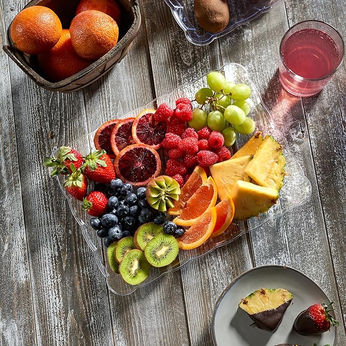 Plasticpro Plastic Serving Trays - Serving Platters Rectangle 9X13 Disposable Party Dish 8 Clear