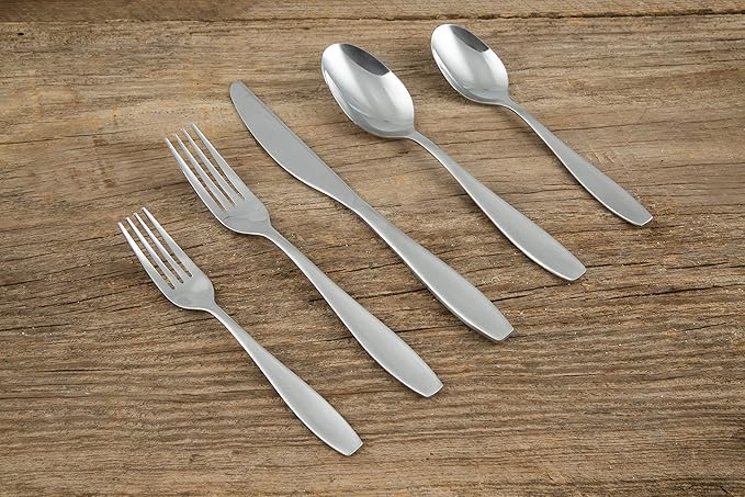 Cambridge Silversmiths Tyrus Satin Mirror 89-Piece Flatware Set