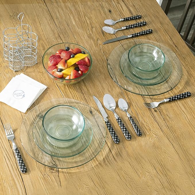 French Home Bistro 16-Piece Stainless Steel Flatware Set — Dinner Cutlery Set With Abstract Butterfly Design — Silverware Set Dishwasher Safe — Spoon & Fork And Knife Set — Modern Silverware Set For 4