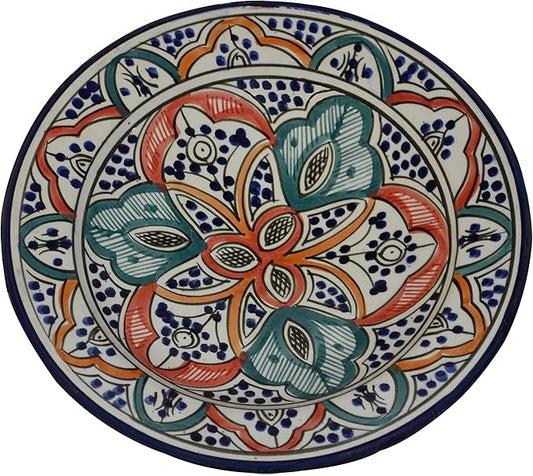 Treasures Of Morocco Ceramic Plates Moroccan Handmade Appetizer Tapas Serving Decorative 10 inches Round