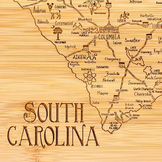 Totally Bamboo A Slice of Life South Carolina State Serving and Cutting Board, 11" x 8.75"