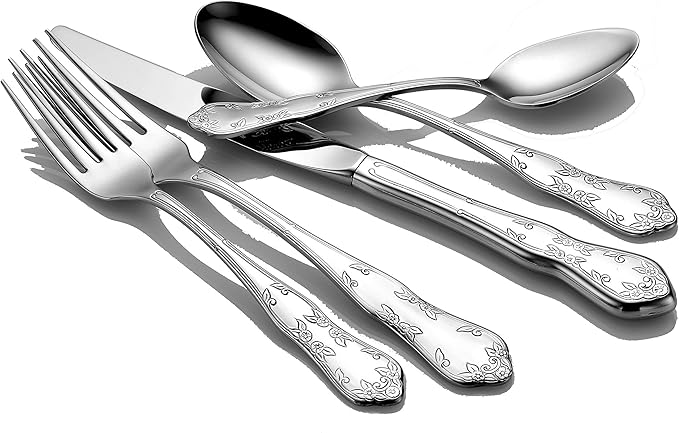 Liberty Tabletop Martha Washington 45-piece 18/10 Flatware Set for 8, Includes Serving Pieces Made in USA