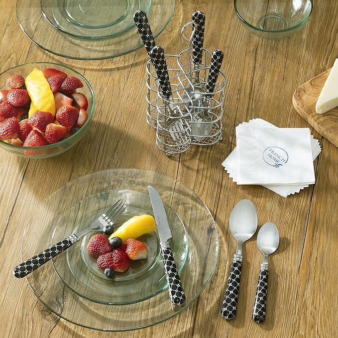 French Home Bistro 16-Piece Stainless Steel Flatware Set — Dinner Cutlery Set With Abstract Butterfly Design — Silverware Set Dishwasher Safe — Spoon & Fork And Knife Set — Modern Silverware Set For 4
