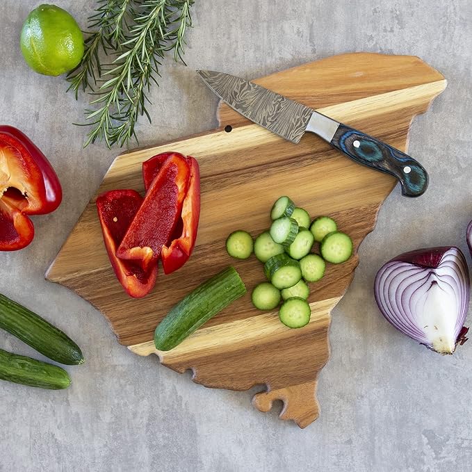 Totally Bamboo Rock & Branch Origins Series South Carolina State Shaped Cutting Board and Charcuterie Serving Tray, Includes Hang Tie for Wall Display
