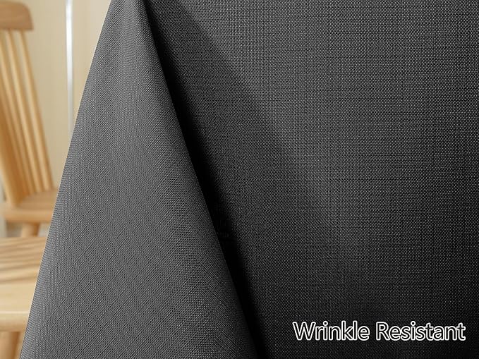SASTYBALE Faux Linen Rectangle Tablecloth, Waterproof Washable Natural Textured Fabric Table Cloth, Soft Table Cover for Dining, Party, Wedding, Holiday, Outdoor (60 x 102 Inch Rectangular, Black)