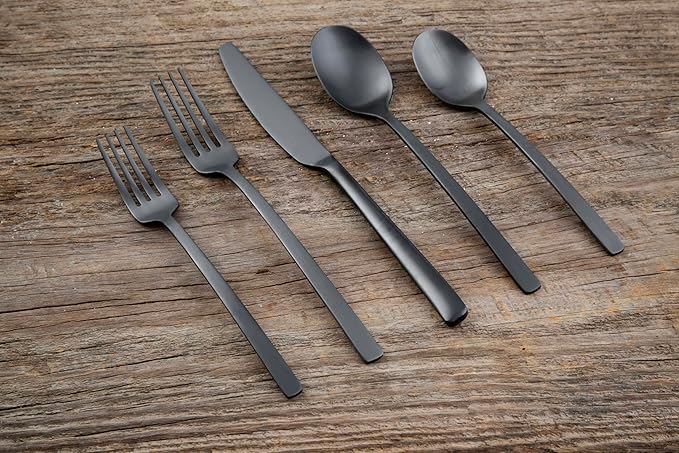 Cambridge 286645CKW13DS Beacon Black Satin 45-Piece Flatware Set