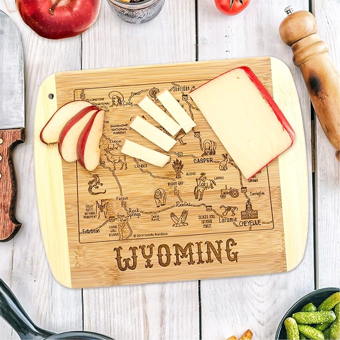 Totally Bamboo A Slice of Life Wyoming State Serving and Cutting Board, 11" x 8.75"