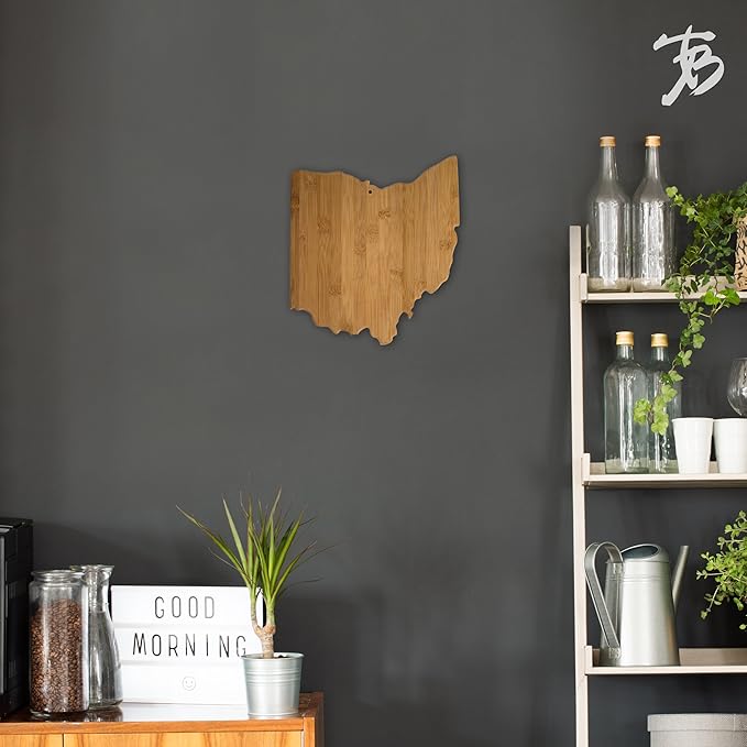 Totally Bamboo Ohio State Shaped Bamboo Serving and Cutting Board