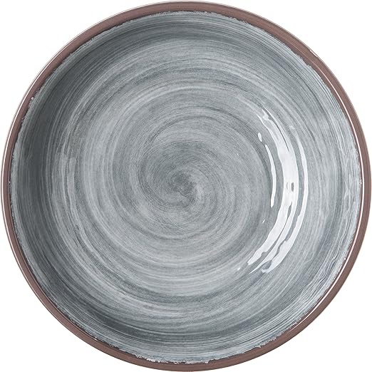 Carlisle FoodService Products Mingle Reusable Plastic Bowl Cereal Bowl with Pottery Style for Home and Restaurant, Melamine, 32 Ounces, Smoke