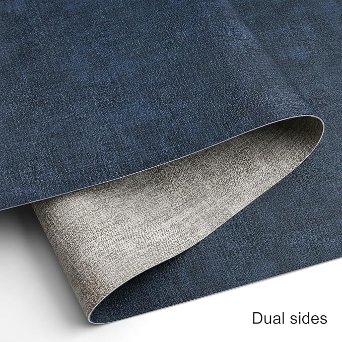 Table Runners 55 Inches Long, Dual-Sided Faux Leather Farmhouse Table Runner Waterproof Heatproof Non-Slip for Living Room Party Home Decor Holiday Decorations(Gray Blue, 15 x 55 Inch)