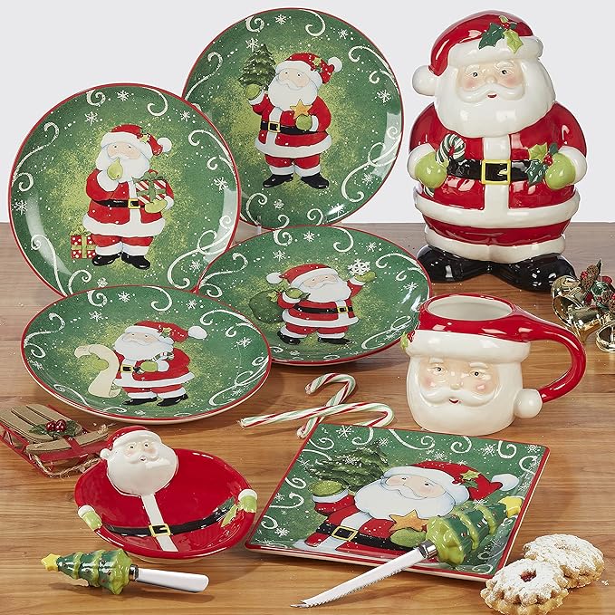 Certified International Holiday Magic Santa 6" Canape/Luncheon/Snack Plates, Set of 4