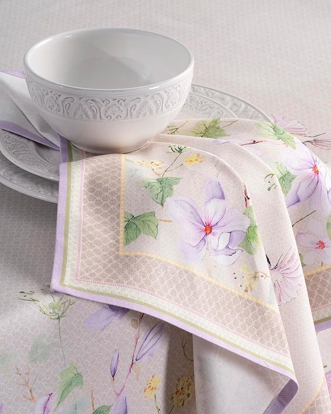 Maison d' Hermine Cloth Napkins Set of 4 100% Cotton Everyday Reusable Square Napkins Cloth Washable, Dinner, Party, Wedding, Restaurant, Spring/Summer (Magnolia Mornings, 20" x 20")