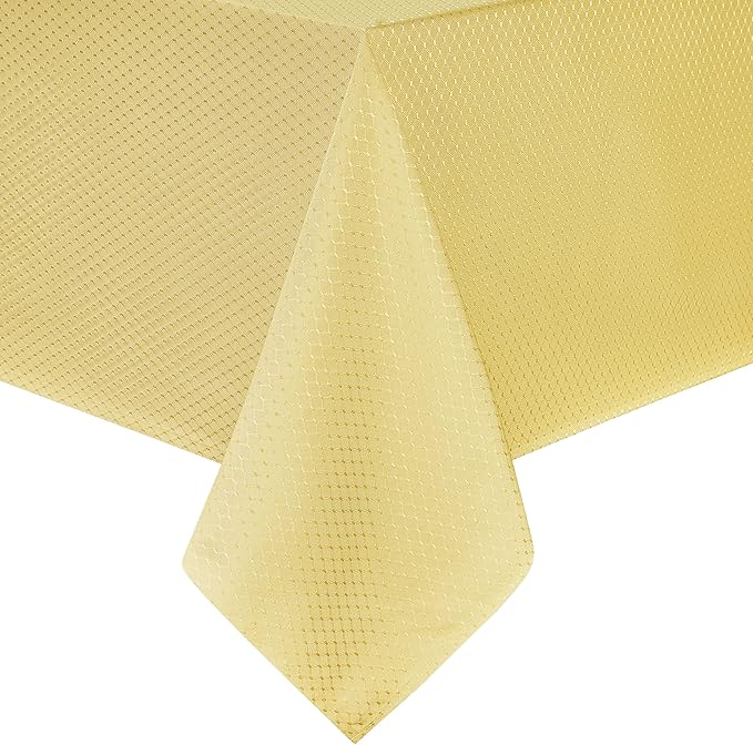 Rectangle Table Cloth Linen Farmhouse Stainproof Waterproof Washable Polyester Oblong Rectangular Fabric Table Cover for Kitchen Dining Dinner (Gold A, 60 X 104 Inch)