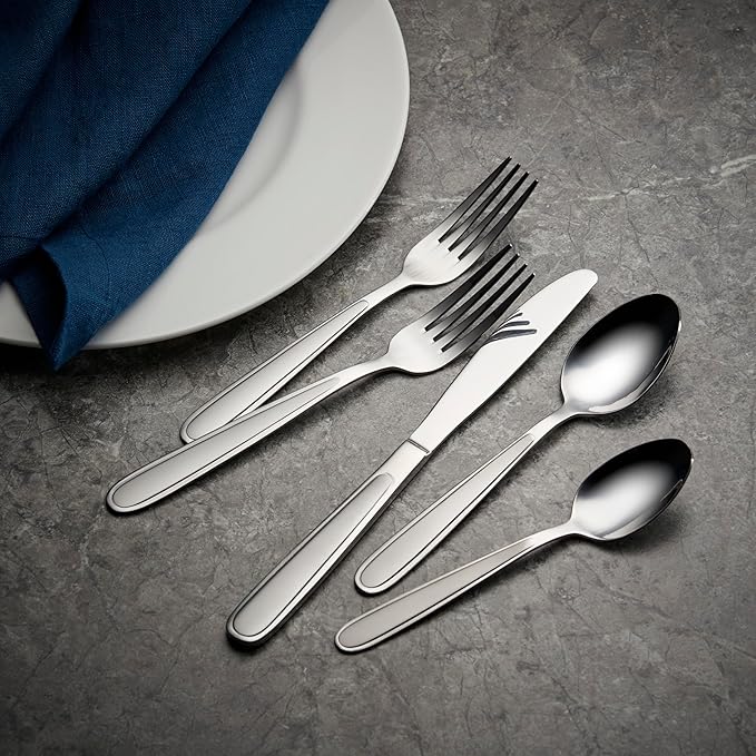 Oneida Jordan 20 Piece Everyday, Service for 4 Flatware, 10.4 inches, Silverware Set