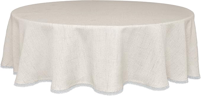 Lenox French Perle Solid 70" Round Tablecloth, Natural Linen