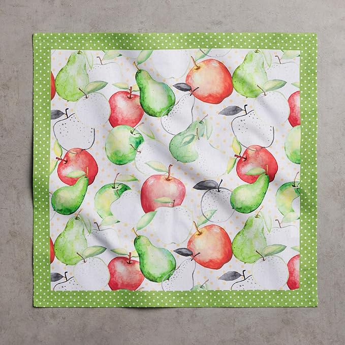 Maison d' Hermine Cloth Napkins Set of 4 100% Cotton Soft & Durable Everyday Reusable Square Napkins Cloth Washable, Dinner, Cocktail Party, Wedding, Restaurant (Apple's & Pears, 18" x 18")