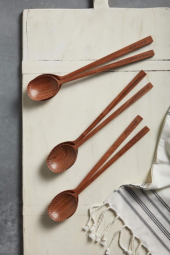 Mud Pie Wood Serving Set, 14", Cause A Stir