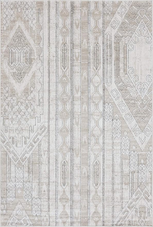Rugs.com Oregon Collection Rug – 6' x 9' Ivory Low-Pile Rug Perfect for Living Rooms, Large Dining Rooms, Open Floorplans