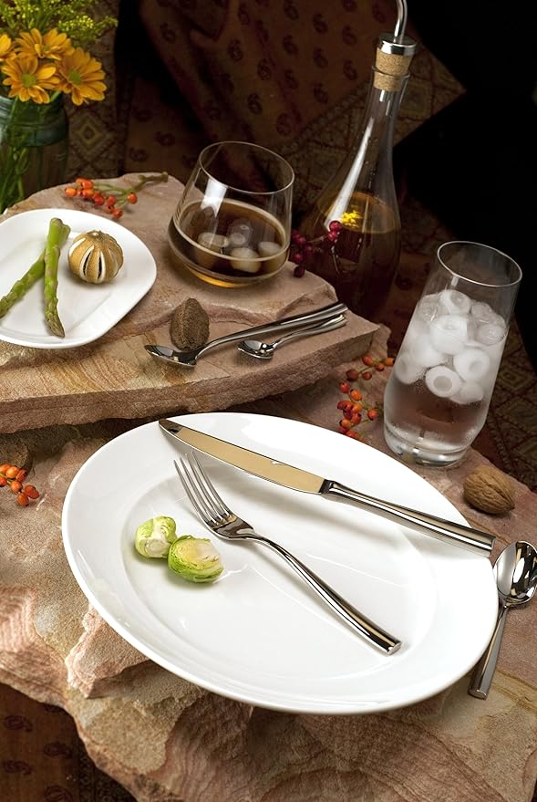 Fortessa Lucca 18/10 Stainless Steel Flatware Solid Handle Table Knife, Set of 12, Silver