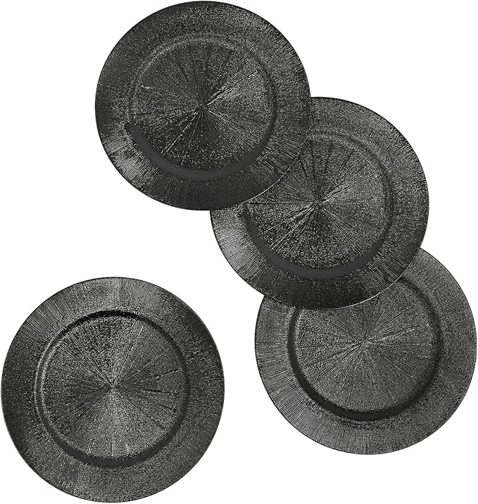 Black Plastic Charger Plates Set of 100, 13” Reusable Party Chargers for Dinner Plates, Elegant Round Service Plate Chargers Bulk Decorative for Wedding, Catering Table Decor