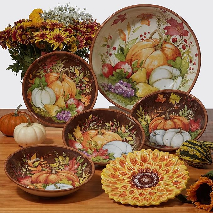 Certified International Harvest Blessings 6" Luncheon/Canape Plate, Multicolor, Small, Set of 4 (Pack of 2)