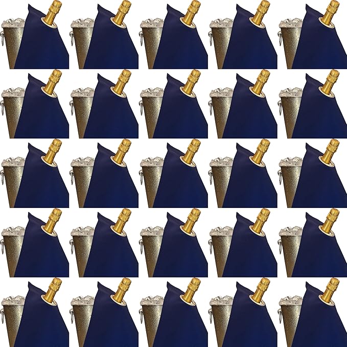 Classic Collection, Bottle Cloth with Metal Ring for Ice Buckets, Cotton, 42 cm, Corner Hole (Royal Blue with Silver Metal Ring, Pack of 25)