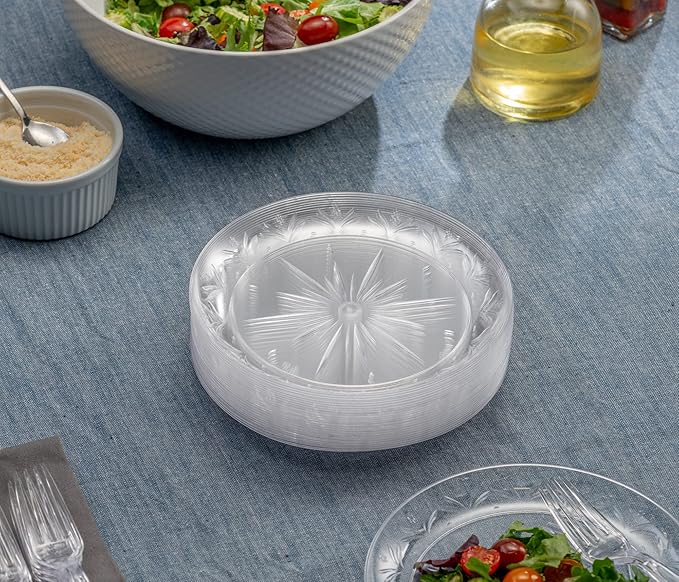 PLASTICPRO Premium Heavy Weight Crystal Clear Disposable Hard Plastic Plate (240, 7'' Inch Plates)