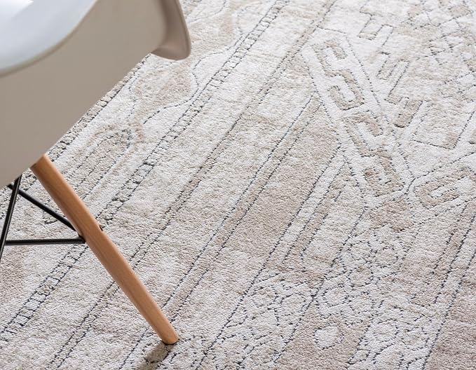 Rugs.com Oregon Collection Rug – 13 Ft Runner Ivory Low-Pile Rug Perfect for Hallways, Entryways