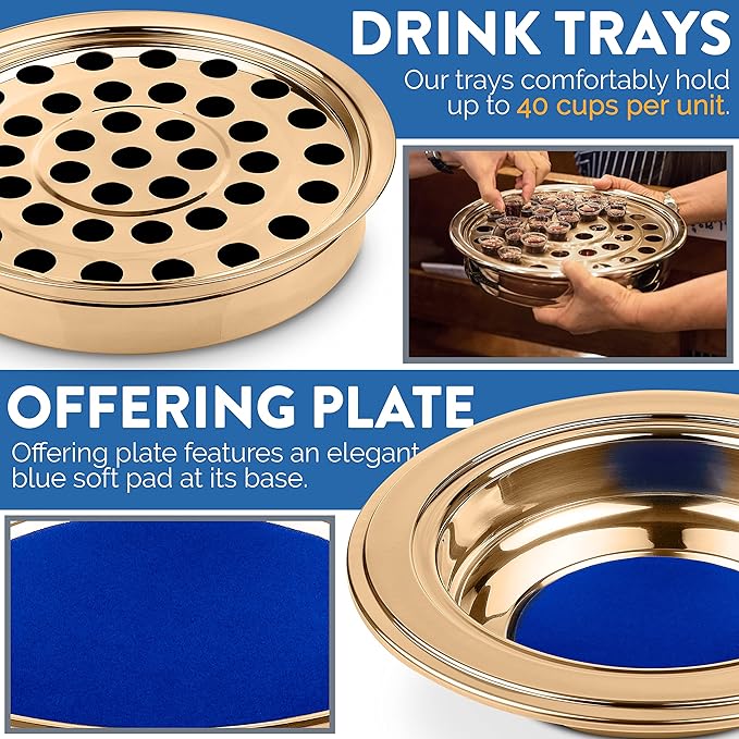 Premium Gold Stainless Steel Offering Trays for Church Collections
