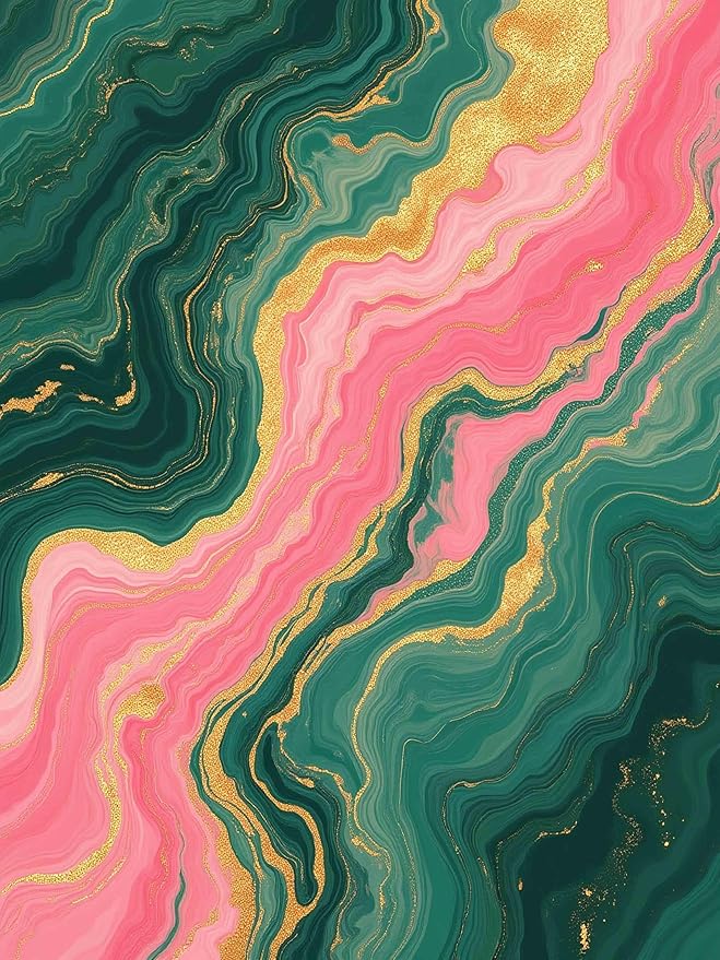 Green Pink Gold Unique Marble Wavy Design Indoor Area Rug 6x8 for Living Room Bedroom Dining Room Washable Non Skid Soft Large Carpet Guestroom Kitchen Dorm Floor Mats Modern Abstract Floor Rugs