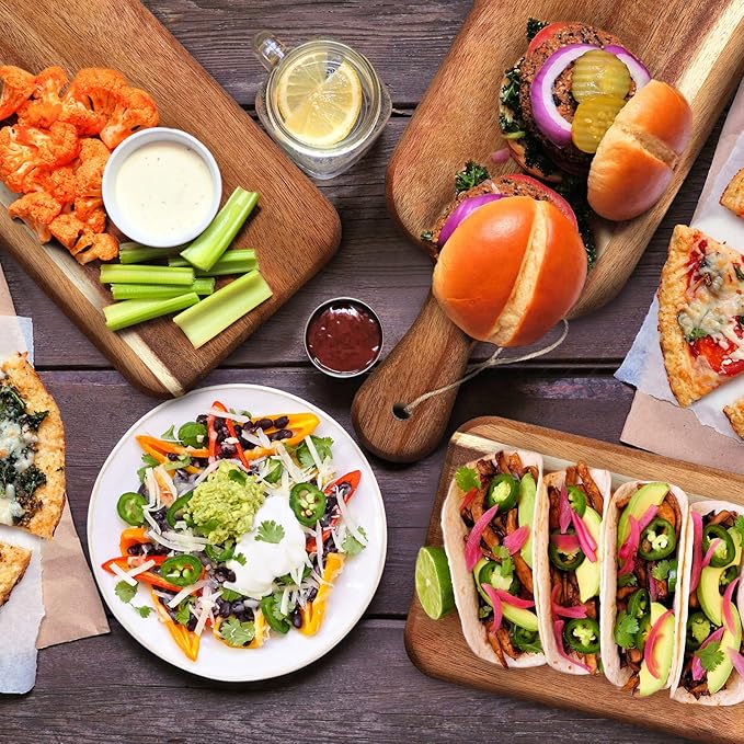 Irenare 18 Pcs Plain Cutting Board Set with Handles Laser Engraving Wooden Charcuterie Kitchen Serving Chopping Board Bulk for DIY Housewarming Mother's Day Gifts(Acacia,16 x 5 Inch)