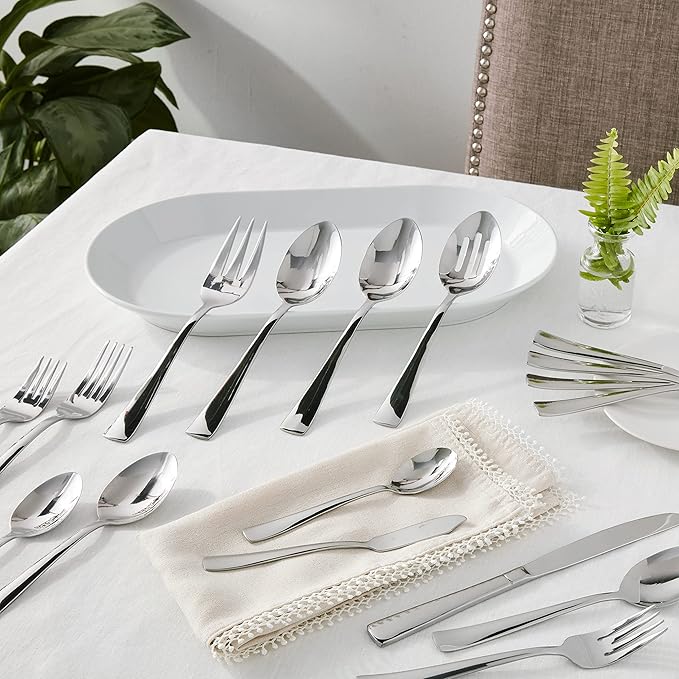 Oneida Avery 90 Piece Casual Flatware Set, 18/0 Stainless, Service for 12,Silver