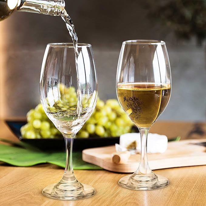 DISCOUNT PROMOS 10 Water and Wine Goblet Glasses Set, 12.75 oz. - Colombia made - Clear