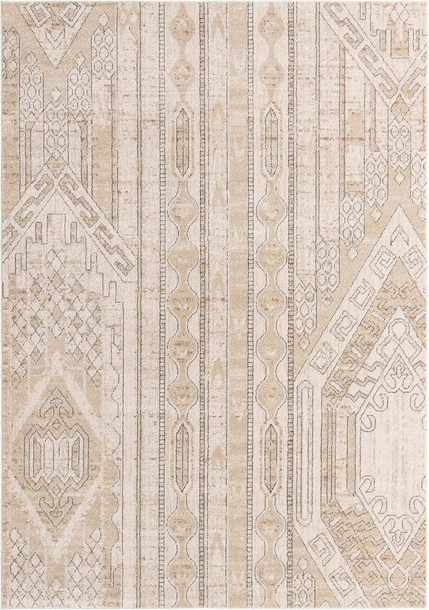 Rugs.com Oregon Collection Rug – 7' x 10' Ivory Low-Pile Rug Perfect for Living Rooms, Large Dining Rooms, Open Floorplans